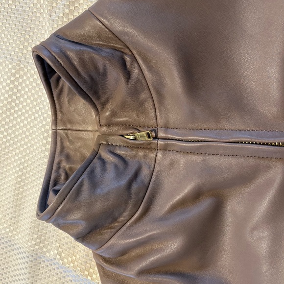 COLE HAAN SIGNATURE Cole Haan Lambskin Leather Jacket Beige - Picture 7 of 10